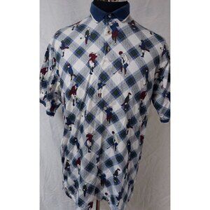 Roundtree & Yorke Golf Players Allover Print Mens L Short Sleeve Polo Shirt